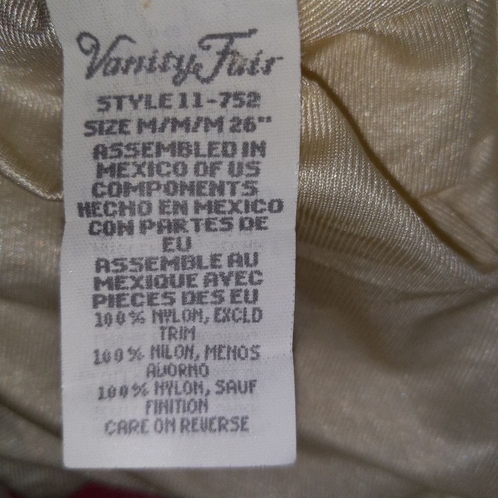 Vanity Fair M Half Slip Lace Trim Side Slit Lingerie - Picture 2 of 9